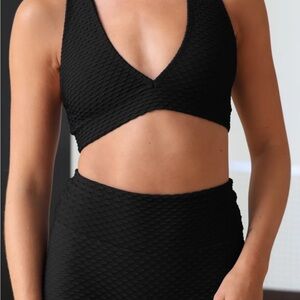 Black Textured Women's Intimate Set